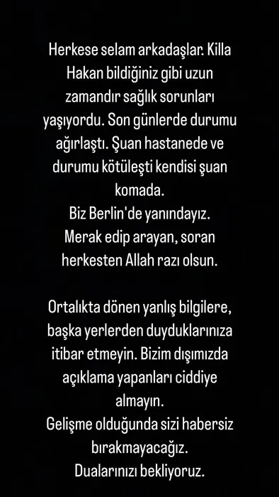 Yaşam savaşı veren rapçi Killa Hakan'dan bir kötü haber daha! İşte Killa Hakan'ın sağlık durumu
