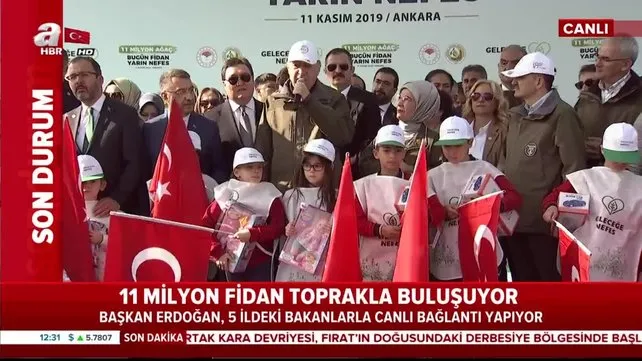 Cumhurbaşkanı Erdoğan, tüm yurttaki 11 milyon fidan dikimi etkinliklerine canlı bağlantıyla katıldı