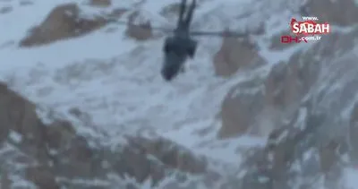 Niğde’de kayıp dağcının helikopterle kurtarılma anı kamerada