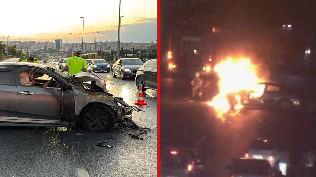 Bahçelievler’de korkutan yangın! Hafif ticari araçla çarpışan otomobil alev topuna döndü: Yaralılar var! Bahçelievler’de korkutan yangın! Hafif ticari araçla çarpışan otomobil alev topuna döndü: Yaralılar var!