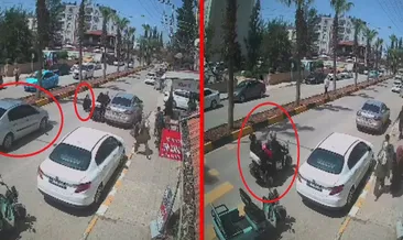Reyhanlı'da elektrikli motosiklet otomobile çarptı: Kadın ve çocuk yola savruldu! O anlar güvenlik kamerasında... #hatay