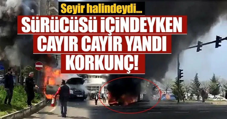 Son dakika: Trabzon’da seyir halindeki araç yandı, sürücü canını zor kurtardı