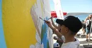 Bodrum’da yelkencilerden duvar boyama etkinliği