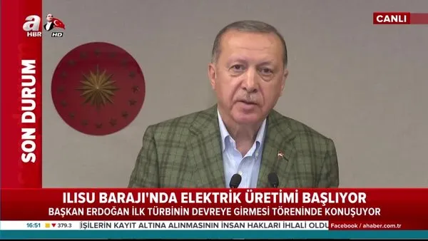 Cumhurbaşkanı Erdoğan'dan Ilısu Barajı Enerji Santrali 1. Tribün Devreye Alınma Töreni'nde önemli açıklamalar | Video