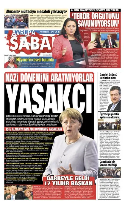 İşte Merkel yönetimini rahatsız eden SABAH AVRUPA manşetleri