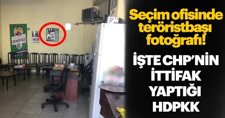 İzmir’de HDP seçim ofisine terör örgütü elebaşının fotoğrafı asıldı