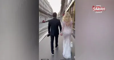 Seda Sayan Paris sokaklarında gelinlikle gezdi, sosyal medya sallandı | Video