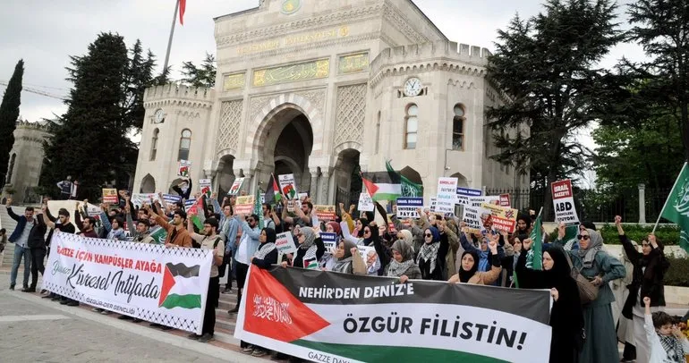 ABD’de Gazze için direnen öğrencilere İstanbul Üniversitesi öğrencilerden destek
