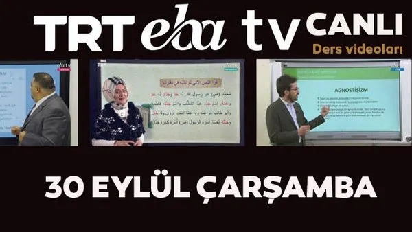 TRT EBA TV izle! (30 Eylül Çarşamba) Ortaokul, İlkokul, Lise dersleri 'Uzaktan Eğitim' canlı yayın: EBA TV ders programı | Video