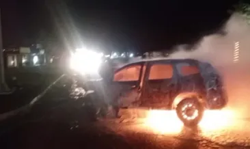 Kaza yapan araç alevlere teslim oldu