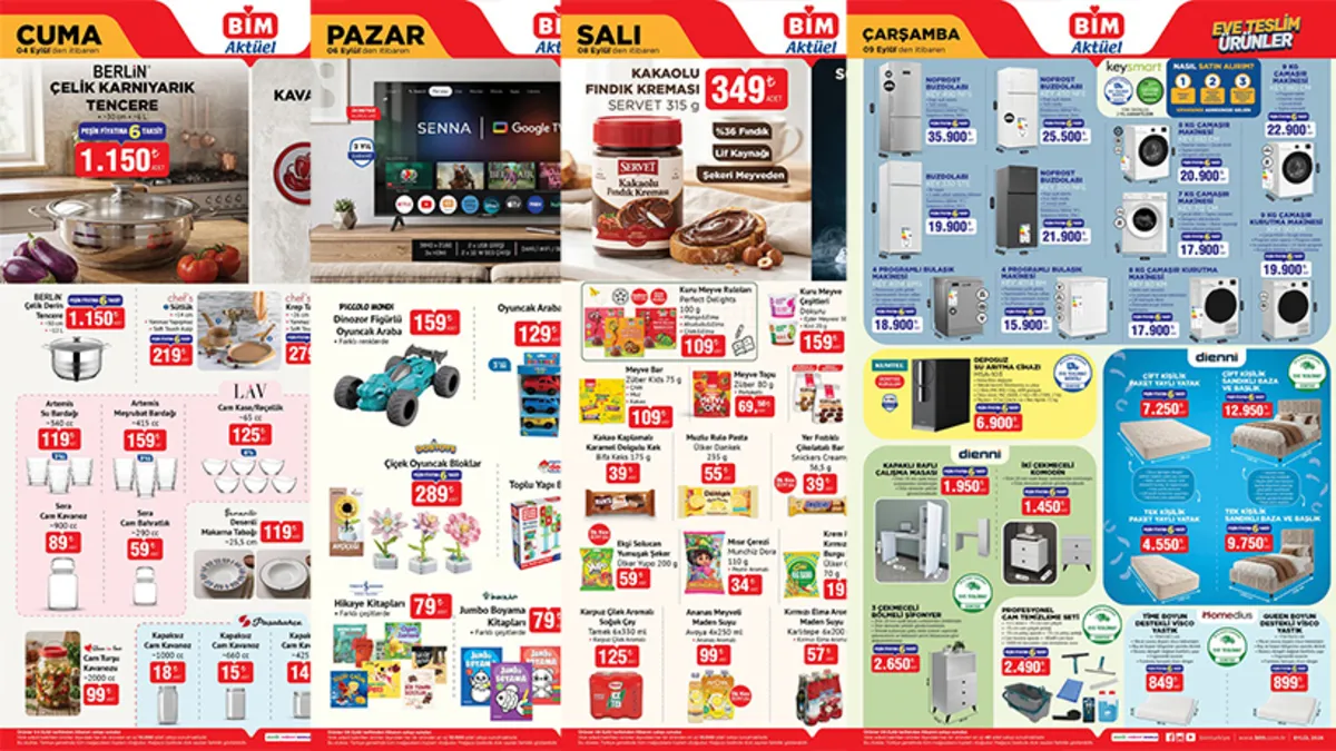 BİM AKTÜEL KAÇIRILMAYACAK FIRSATLAR! 4-9 Eylül BİM’de neler var? Çelik tencere, krep tava, nevresim seti