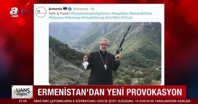 Ermenistan’ın onaylı Twitter hesabından skandal silahlı katliamcı papaz paylaşımı | Video