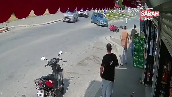Motosikletlinin ölümden döndüğü anlar güvenlik kamerasında | Video