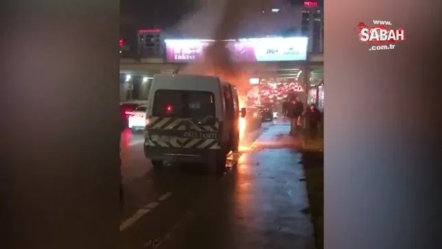 İstanbul’da servis minibüsü küle döndü | Video