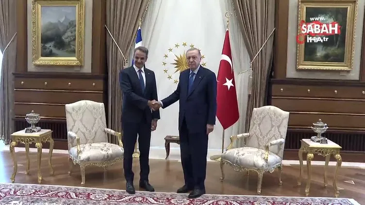 Başkan Erdoğan'ın Yunanistan Başbakanı Miçotakis ile görüşmesi başladı