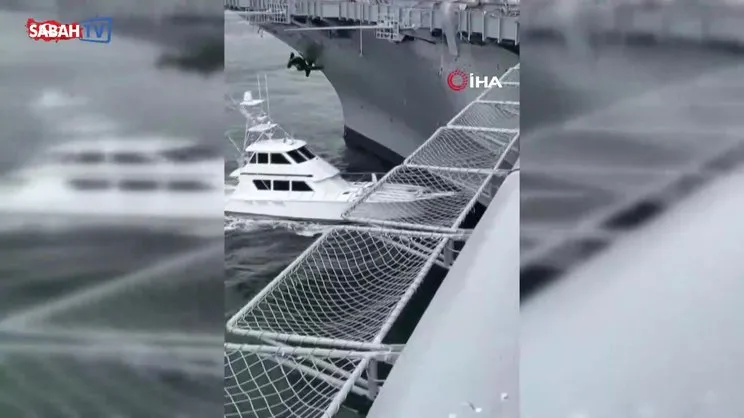 ABD'de bir motoryat, müze olarak kullanılan USS Midway uçak gemisine çarptı | Video
