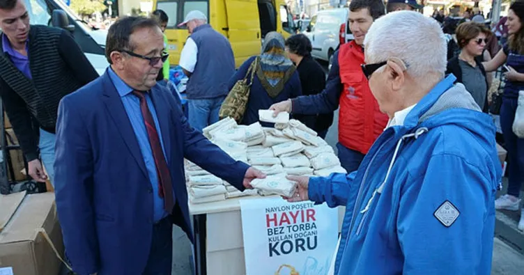 Pazarda naylon poşet yerine torba bez