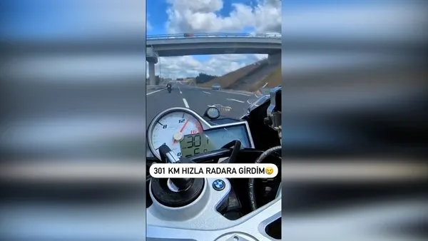 Kocaeli'de 301 km hızla radara giren motosiklet sürücüsü kamerada!