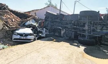 Arazöz otomobilin üzerine devrildi: 3 yaralı #balikesir