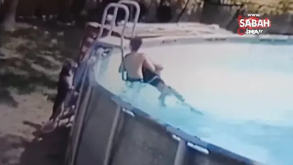 ABD'de havuzda nöbet geçiren kadını oğlu kurtardı | Video