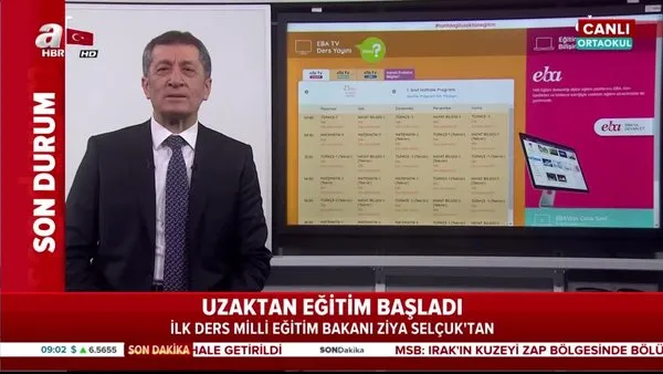 TRT EBA TV'de ilk uzaktan eğitim dersi canlı yayınla Bakan Selçuk'tan (23 Mart 2020 Pazartesi)  | Video