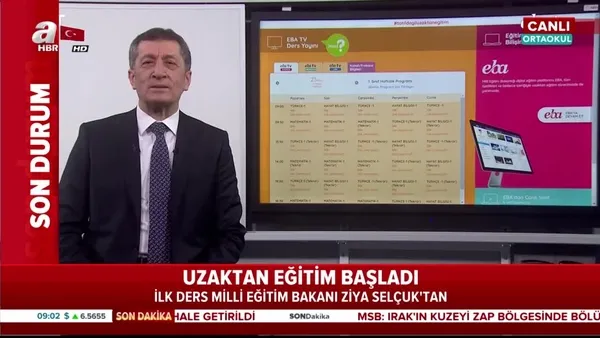 Trt Eba Tv De Ilk Uzaktan Egitim Dersi Canli Yayinla Bakan Selcuk