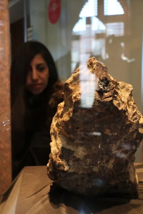 Tarlada bulduğu 'gök taşını' satılığa çıkardı! Tam 68 kilo...