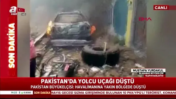 Pakistan'da düşen uçakta Türk yolcu var mı? Pakistan Büyükelçisi canlı yayında... | Video