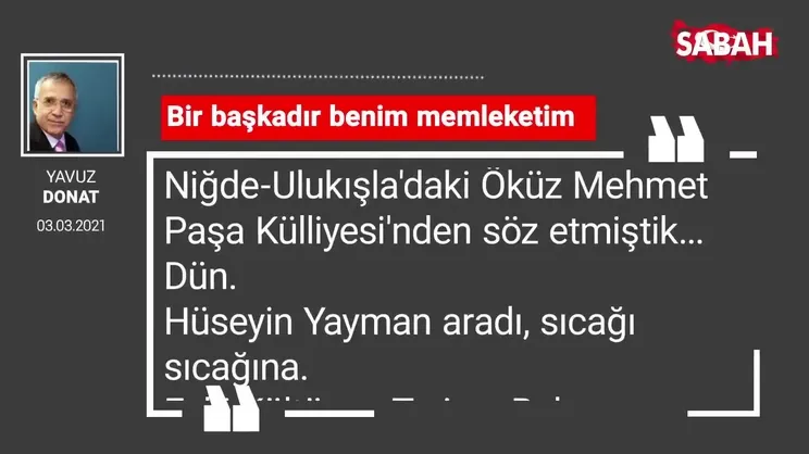 Yavuz Donat | Bir başkadır benim memleketim