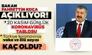 SON DAKİKA - 20 Kasım 2020 Türkiye’de koronavirüs vaka ve ölü sayısı kaç oldu? 20 Kasım korona tablosu! Sağlık Bakanlığı günlük son durum tablosu
