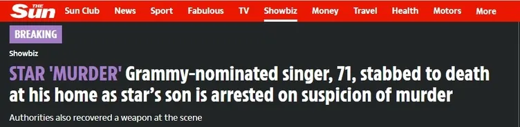 Grammy adayı ünlü şarkıcı bıçaklanarak öldürüldü! Oğlu cinayet şüphesiyle tutuklandı