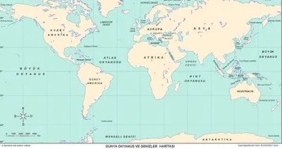 Dünya Denizler Haritası - Dünyadaki Denizler ve Okyanusların Sayısı, İsimleri ve Bulundukları Yerler