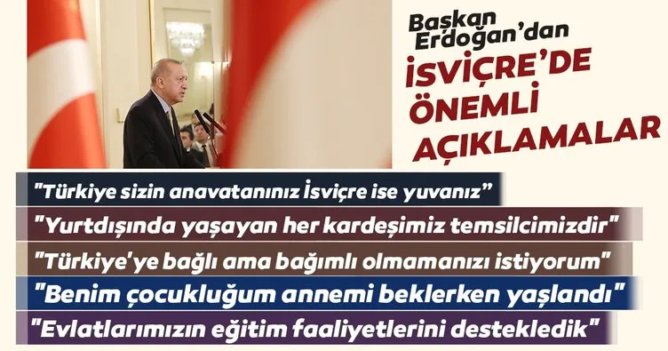 Başkan Erdoğan Cenevre’de konuştu: Tarih boyunca olduğu gibi bugün de Avrupa’da ev sahibiyiz