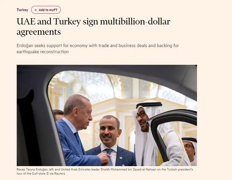 Türkiye ve BAE arasındaki dev anlaşma dünyada yankılandı! Madde madde detayları yazdılar...