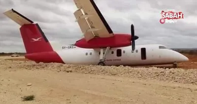 Somali’de yolcu uçağı toprak zemine iniş yaptı | Video