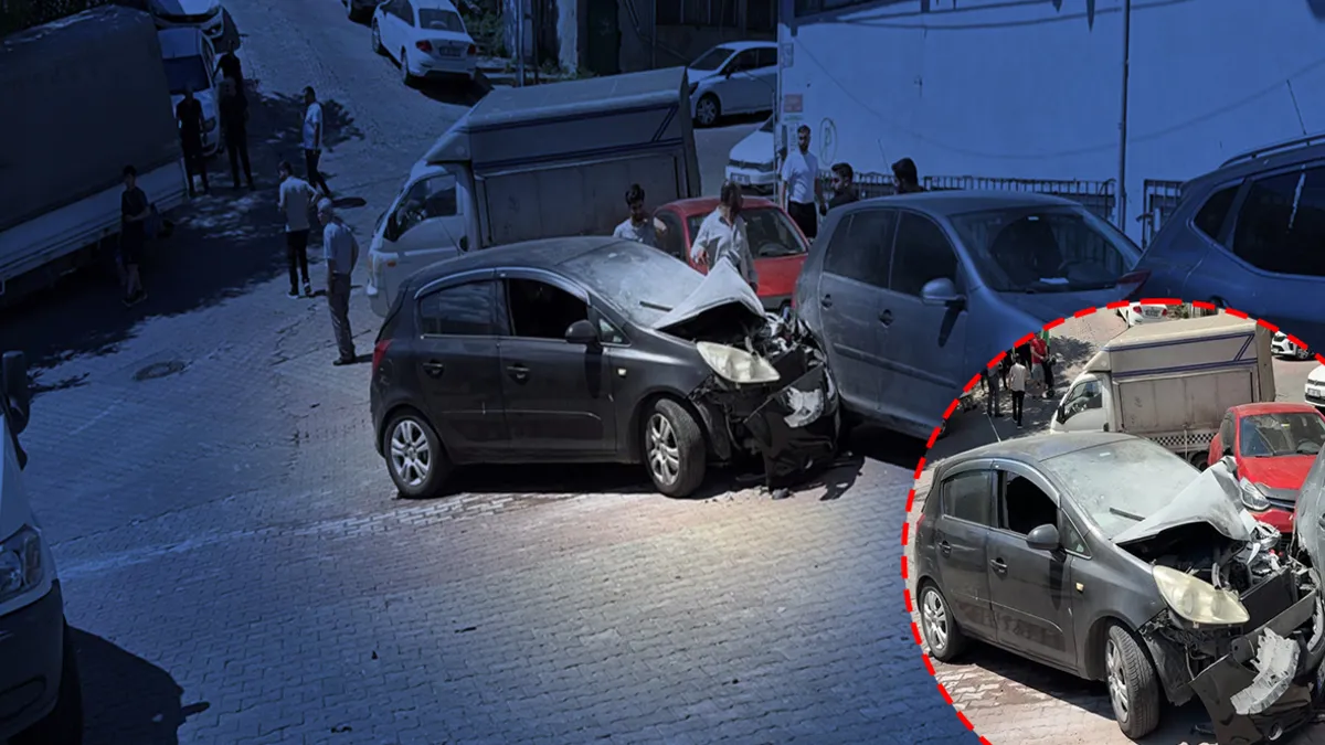 Kağıthane'de yokuştan kayarak 3 araca çarpan otomobil