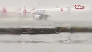 Dubai Uluslararası Havalimanı’nda uçaklar sel sularında güçlükle ilerledi | Video