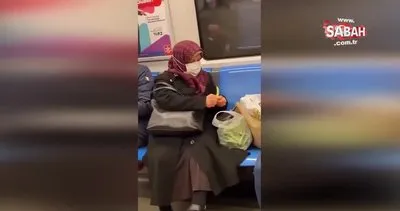 Metroda taze fasulye ayıklayan teyzenin görüntüleri sosyal medyada olay oldu
