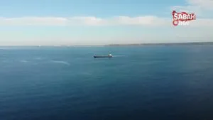 Çanakkale Boğazı’nda makine dairesinde yangın çıkan gemi böyle görüntülendi | Video