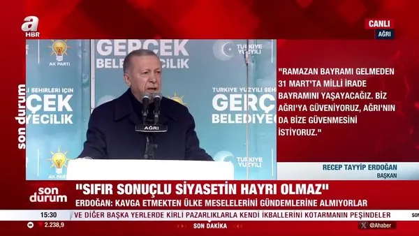 Başkan Erdoğan'dan Ağrı mitinginde önemli açıklamalar | Video