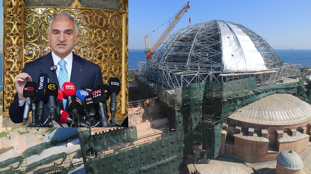 Turizm Bakanı Ersoy'dan Ayasofya-i Kebir Camii restorasyonu açıklaması: Özgün doku korunacak haber görseli