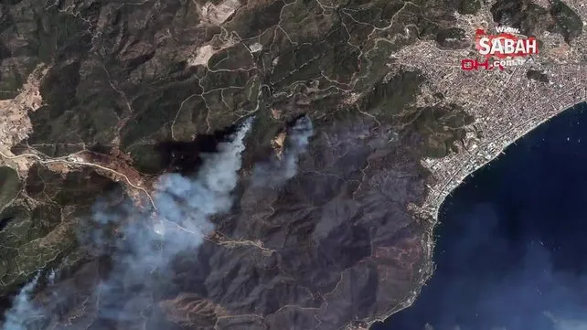 Marmaris ve Manavgat'taki yangınlar, Göktürk uydusuyla uzaydan görüntülendi | Video
