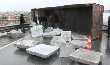 Arnavutköy’de yol bakım aracına çarpan kamyonun şoförü öldü