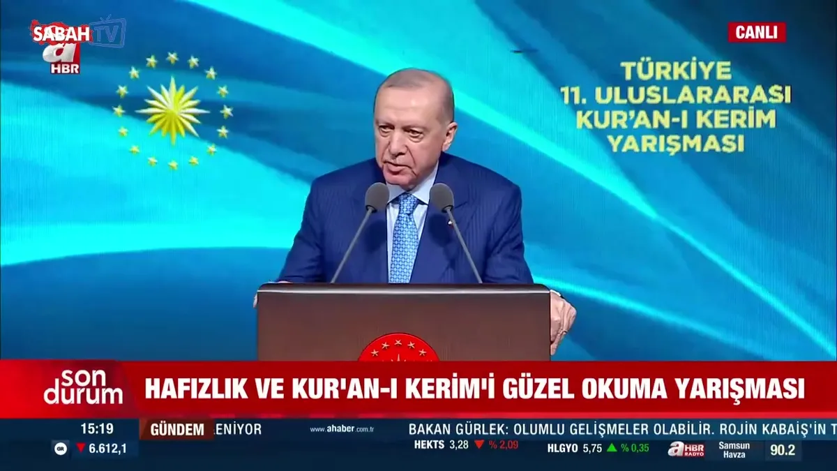 Başkan Erdoğan, Türkiye 11. Uluslararası Hafızlık ve Kur'an-ı Kerim'i Güzel Okuma Yarışması Ödül Töreni'nde konuştu | Video videosunu izle | Son Dakika Haberleri