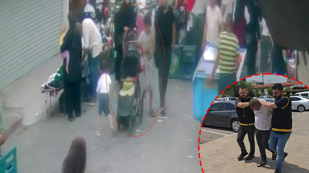 Adana'da bir semt pazarında alışveriş yapan kadın ve çalınan eşyaları.