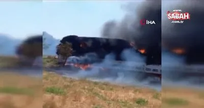 İzmir’de saman yüklü tır alev alev böyle yandı | Video