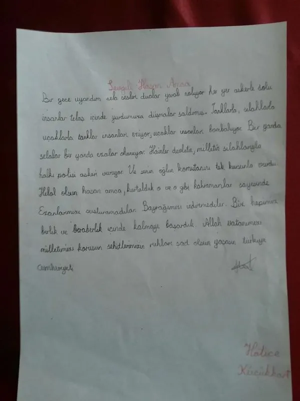 Miniklerden Ömer Halisdemir'in ailesine duygu ve cesaret dolu mektuplar...