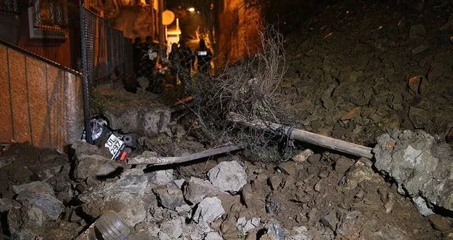 Şişli’de sokağın istinat duvarı çöktü