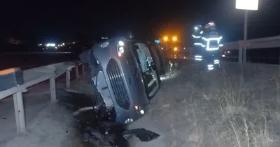 Şarampole devrilen otomobilden yara almadan çıktı #ankara