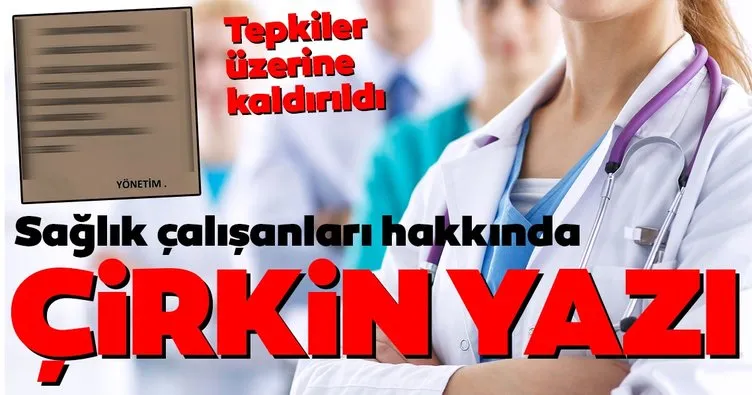 Tepkiler üzerine kaldırıldı! Sinop’ta sağlık çalışanları hakkında çirkin yazı